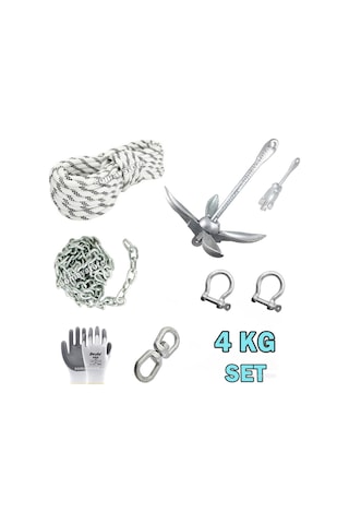 Tekne Ve Şişme Bot İçin Hazır Çapa Seti 4kg Şemsiye Çapalı