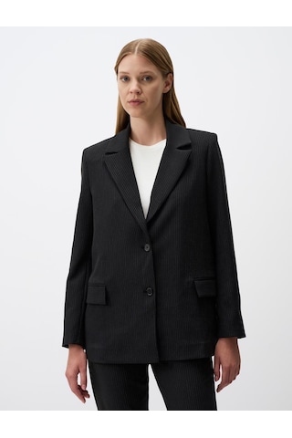 Jimmy Key Siyah Uzun Kollu Çizgili Şık Blazer Ceket 4ww010938900 Siyah