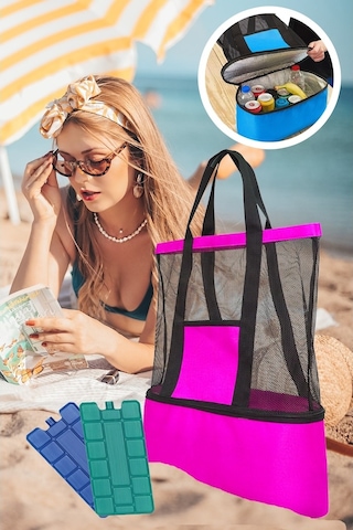 Ankaflex Termos Bölmeli Pembe Plaj Çantası Pembe
