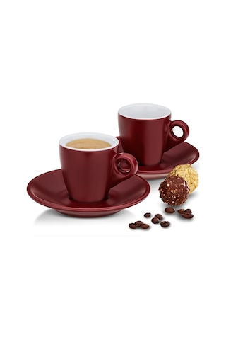 Kela 12752 Mattıa Espresso Fincan Seti 2li Kırmızı 50ml