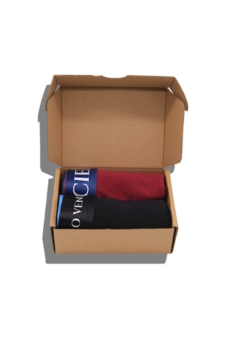 Cielo Venti Night Collection 2'li Organik Pamuk Erkek Boxer Siyah - Bordo