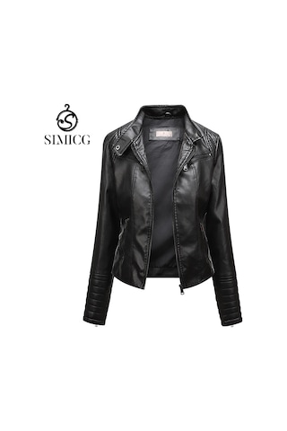 Kadın Deri Ceket İnce İlkbahar Ve Sonbahar Ceketi Siyah