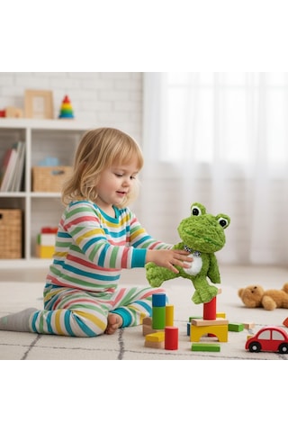 Oyuncak Peluş 30 Cm Sevimli Kurbağa Ultra Yumuşak Sarılmalık Peluş Kurbağa Yeşil