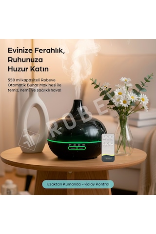 Robeve 550 Ml Otomatik Hava Nemlendirici Buhar Makinesi Oda Nemlendirici Aroma Difüzör Mermer