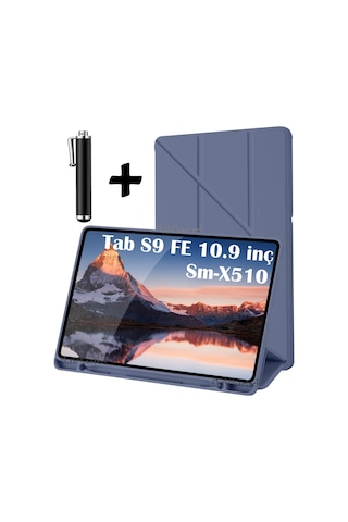 Samsung Galaxy Uyumlu Tab S9 Fe 10.9 Kılıf Kalem Bölmeli Yuvalı Sm-x510