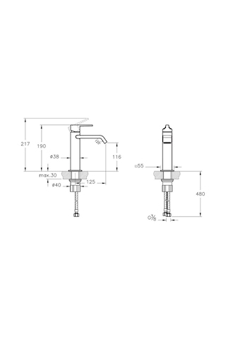 VitrA Suit A4281639 Üstten Kumandalı Lavabo Bataryası Parlak Siyah