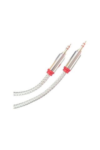 Hasır Örgülü 2 Metre Aux Kablosu Ses Kablosu 3.5 Mm Beyaz