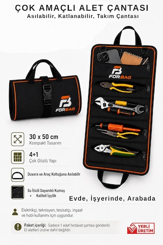 Hırdavat Çantası Çok Amaçlı Alet Çantası Asılabilir Katlanabilir Takım Çantası 30x50cm 1 Adet Renk : Siyah