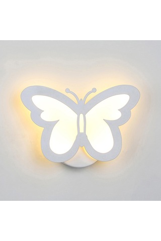 Skycity Led Mavi Kelebek Duvar Lambası - Yatak Odası Koridor Dekorasyonu - Isı Beyazı 12w Akrilik Tasarım Ilık Beyaz