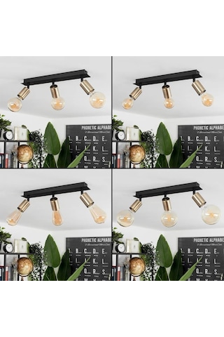 Riolıght Modern3 Siyah3 3xe27 Duylu3 Mafsallı Hareketli Başlık Glop Ampul Hariç Metal Spot Avize Siyah