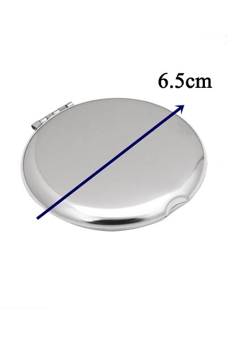 Yuvarlak Mini Metal Ayna - Taşınabilir Makyaj Aynası Metalik Gri