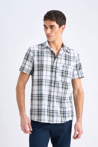 DeFacto %100 Pamuk Regular Fit Yazlık Polo Yaka Kareli Kısa Kollu Gömlek D7553AX25SPWT34