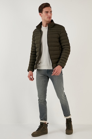 Buratti Dik Yaka Fermuarlı Cepli Slim Fit Şişme Erkek Mont 649002 Haki