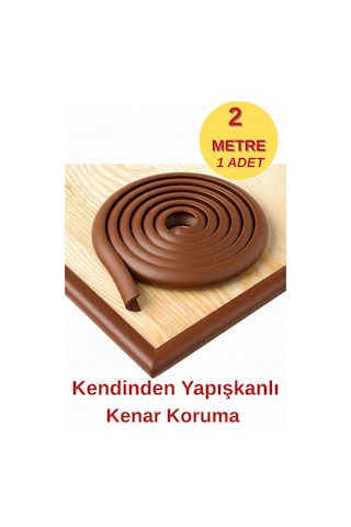 2 Metre 1 Adet Kahverengi Yumuşak Kauçuk Koruma Bebek Odası Mobilya Kenar Köşe Koruma Darbe Emici