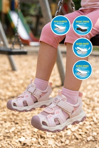 Cool Somon Cırtlı Fileli Hafif Kız Çocuk Sandalet Suv P