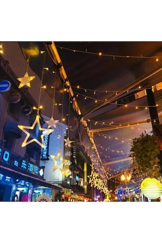 10 Yıldız Günışığı 3 Metre Animasyonlu Yılbaşı, Ramazan Bayramı Led Işıklandırma Fişli