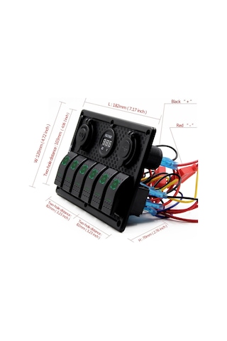 Bfy Switch Panel 6'Lı Voltmetre +Çakmaklık+ Usb Yeşil