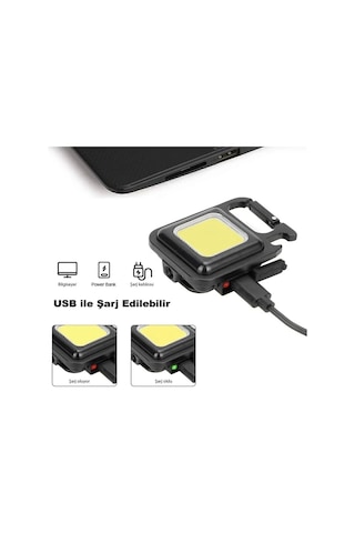 Mini Led Anahtarlık El Feneri Flash Mıknatıslı Su Geçirmez Şişe Açaçaklı Siyah