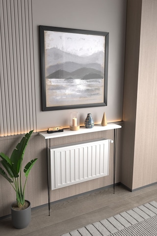 Violet Minimalist Metal Ayaklı Dar Dresuar Dekoratif Petek Üstü Dresuar 90 Cm Beyaz