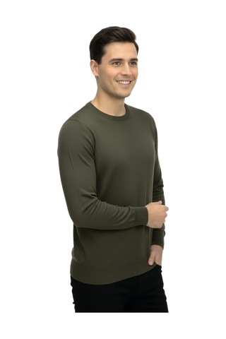 Erkek Spor Sıfır Yaka Regular Fit Kazak Bgl-st04953 Haki