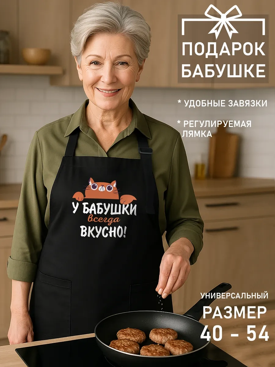 Vau Fartuk Büyükanne İçin Mutfak Önlüğü 266760214 Siyah