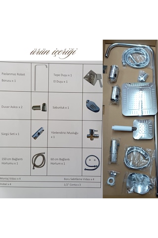 Faumix St32 Beyaz Banyo Lavabo Bataryası Yağmurlama Tepe Duş Seti Beyaz