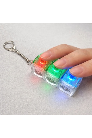 3 Tuşlu Klavye Anahtarlık Stres Klavye Anahtarlık Rgb Işıklı Mekanik Çok Renkli