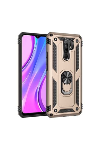 Xiaomi Redmi 9 Kılıf Zore Vega Yüzüklü Standlı Zırh Kılıf
