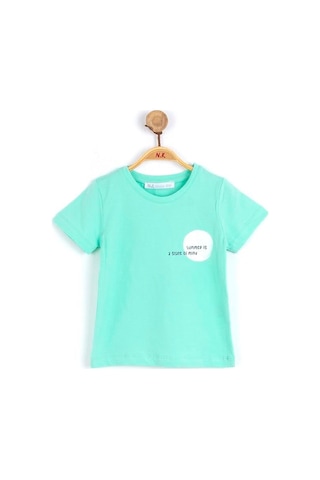 Erkek Bebek Pamuklu, Rahat Kalıp Arka Baskılı Tshirt-6968-yeşil Yeşil