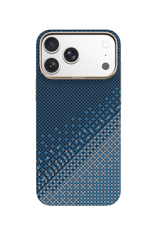 Apple iPhone Uyumlu 18 Pro Kılıf M-safe Şarj Özellikli Raptic Aramid Skin Serenity Serisi Karbon Kapak Lacivert