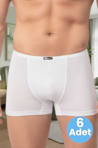 Uniquetrenders Erkek Pamuklu 6'lı Modal Boxer Beyaz