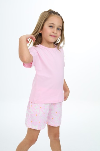 Toontoy Kids Toontoy Kız Çocuk Garni Ve Üst Çiçek Baskılı Şortlu Takım Açık Pembe