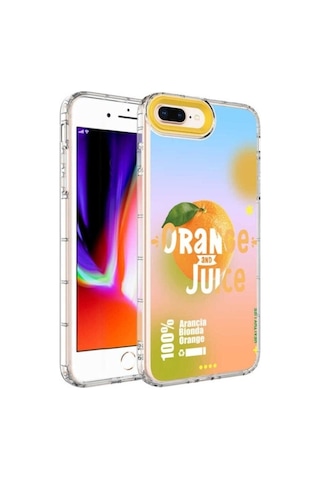 Apple Uyumlu iPhone 8 Plus Kılıf Kamera Korumalı Renkli Desenli Sert Silikon Zore Korn Kapak NO3