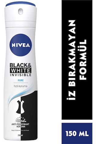 Nivea İnvisible Black & White Pure Kadın Sprey Deodorant 150 ML