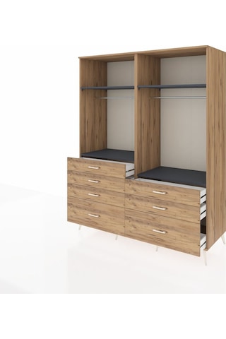 Kronos Gardrop 4 Raflı 7 Çekmeceli 2 Askılı 176x59x221 Çam-antrasit/çam Antrasit/çam