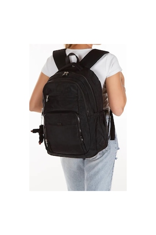 Bizoon Np288 Unisex Su Geçirmez Kumaş Günlük Okul Seyahat Siyah Sırt Çantası