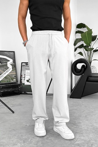 Açık Gri Dokulu Soft Jogger Pantolon Açık Gri