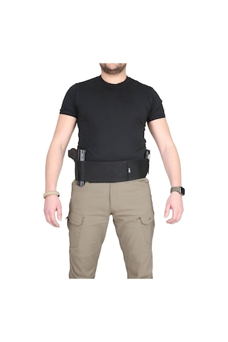 Özel Petek Dokuma Premium Korse Tabanca Kılıfı Çift Şarjörlüklü Siyah