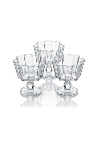 Alya 3'lü Cam Dondurmalık Ve Çerezlik Seti - Modern Tasarımlı Şeffaf Dondurmalık Set, Sosluk Ve Dondurma Sunum Kasesi 12x11 Cm