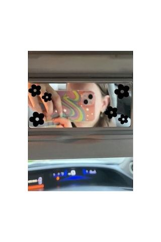Çiçek Desenli Araba Ayna Sticker 124-Pembe