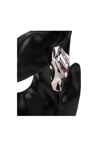 Moda Metal Demir Geometrik Saplama Küpe Düzensiz Metal Payet Küpe Gümüş