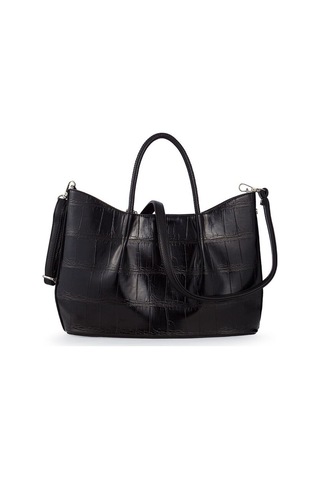 Bilik Deri Logo Detaylı Siyah Kadın El Çantası Riv 147-kr Siyah