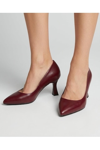 Nesilshoes Nesil Shoes Özma 7021 Bordo Topuklu Kadın Stiletto