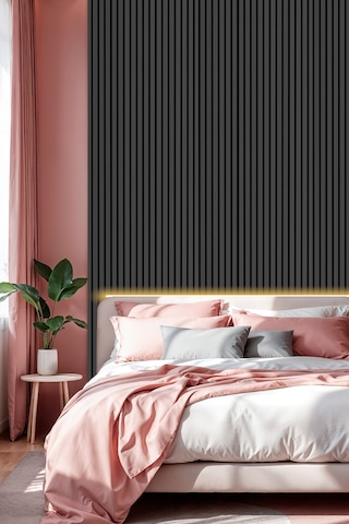 Mdf Ahşap Akustik Duvar Paneli 60x275 Cm - Antrasit 60x275