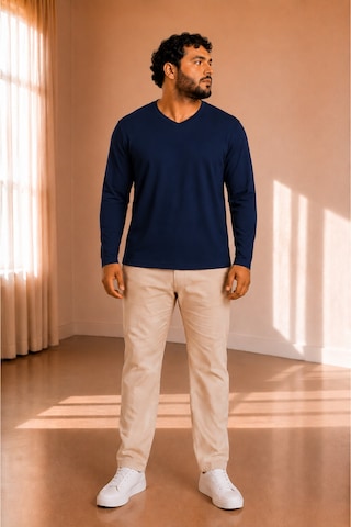 Sngl Tekstil Erkek Uzun Kollu İnterlok V Yaka Oversize Sweatshirt S-m-l-xl-2xl Lacivert