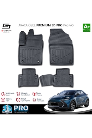 S-dizayn Toyota C-hr 3d Pro Havuzlu Paspas 2023 Üzeri A+ Kalite