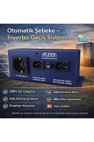 Havensis Hts-230-15a Otomatik Transfer Switch 230v İnverter Şebeke Geçiş Modülü