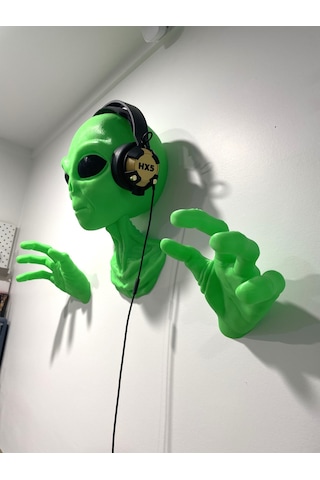 Alien Uzaylı Duvar Dekorasyonu Veya Kulaklık Standı Yeşil