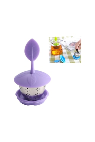 Sones Paslanmaz Çelik Silikon Askılı Çay Poşeti Çay Süzgeçleri Mor