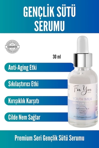 Gençlik Sütü Cilt Bakım Serumu, Anti-aging, Yaşlanma Karşıtı, Retinol-collagen-hyaluronic Acid 30 Ml